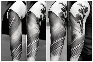 wood grain sleeve tattoo idea