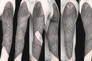 pinecone geometric sleeve tattoo idea