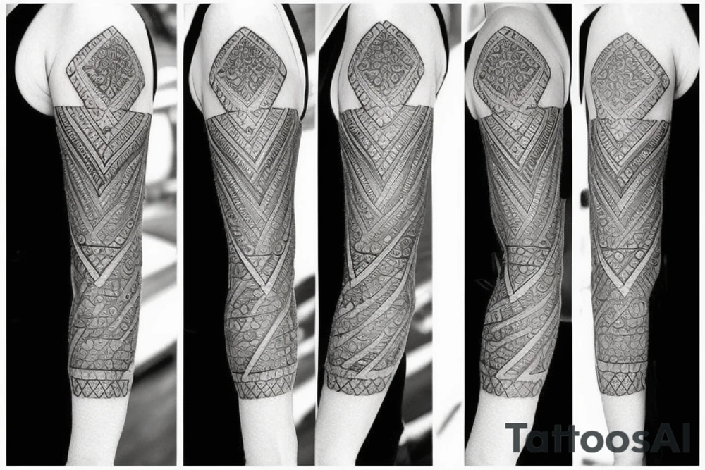 pinecone geometric sleeve tattoo idea