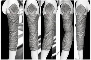 pinecone geometric sleeve tattoo idea