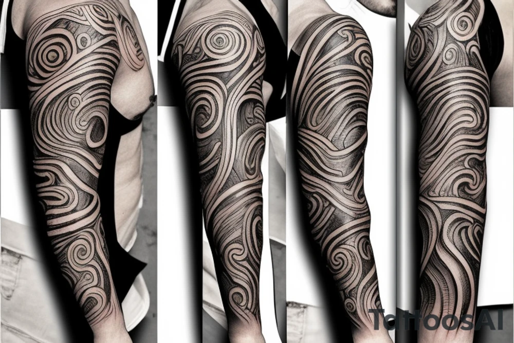 wood grain with 'EJN' carved into it as a sleeve tattoo idea