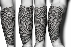 wood grain with 'EJN' carved into it as a sleeve tattoo idea