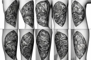 EJN script in wood tattoo idea