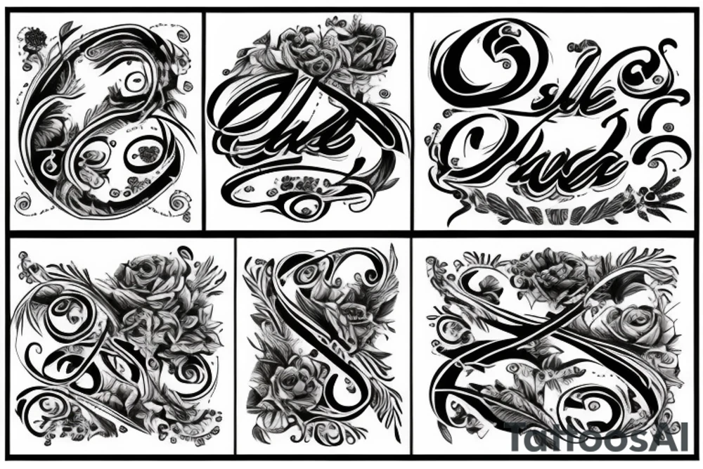 EJN script in wood tattoo idea