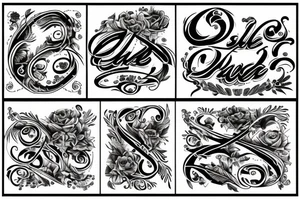 EJN script in wood tattoo idea