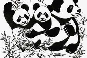 Panda cub and mom eating bamboo tattoo idea