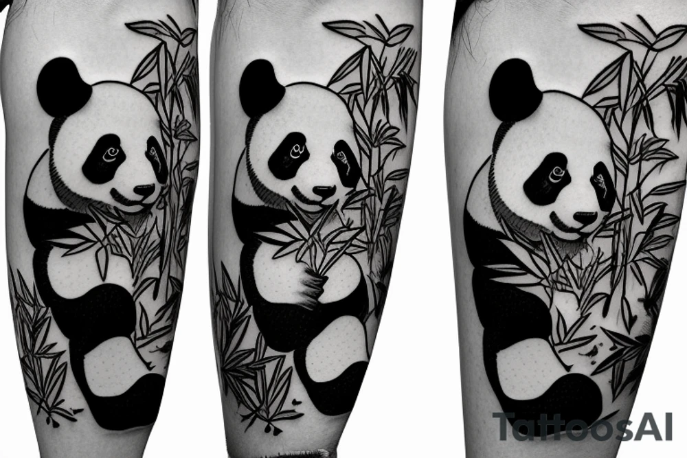 Panda eating Bamboo tattoo idea
