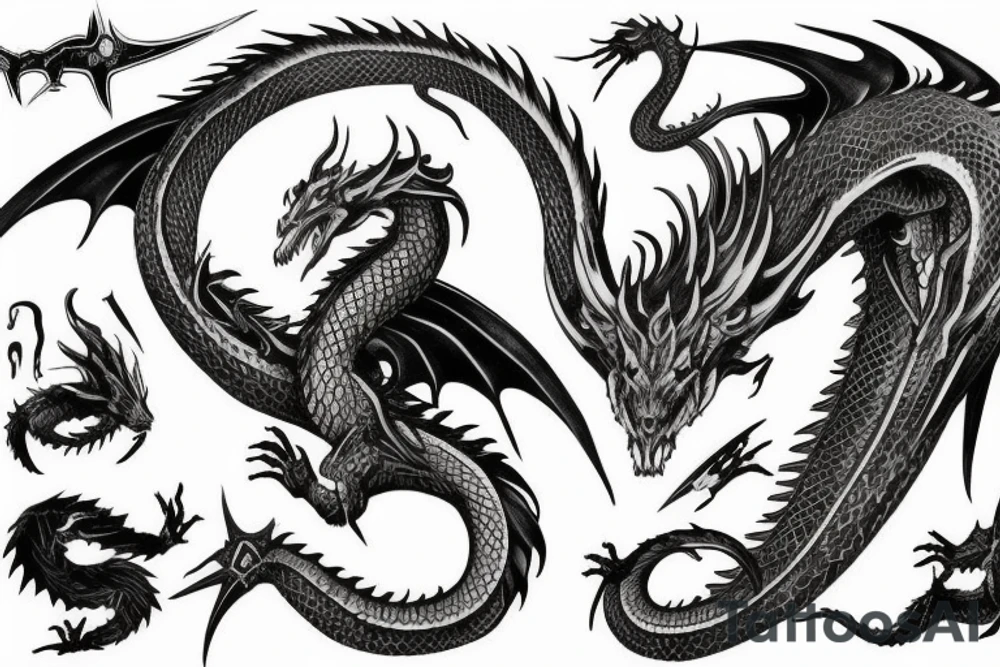 Lord of the rings style dragon for full arm tattoo idea
