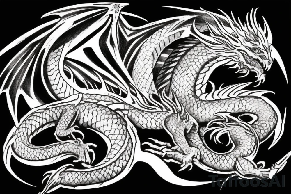 Lord of the rings style dragon for full arm tattoo idea