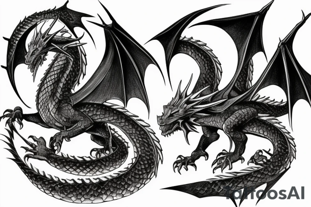 Lord of the rings style dragon for full arm tattoo idea