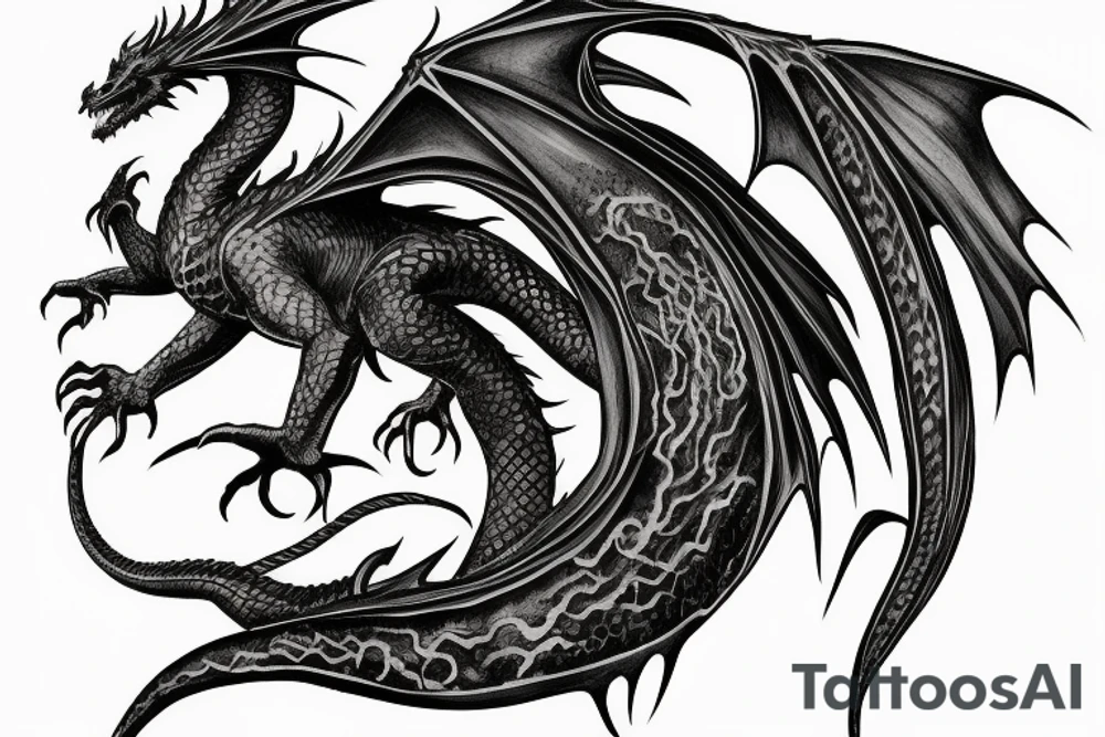 Lord of the rings style dragon for full arm tattoo idea