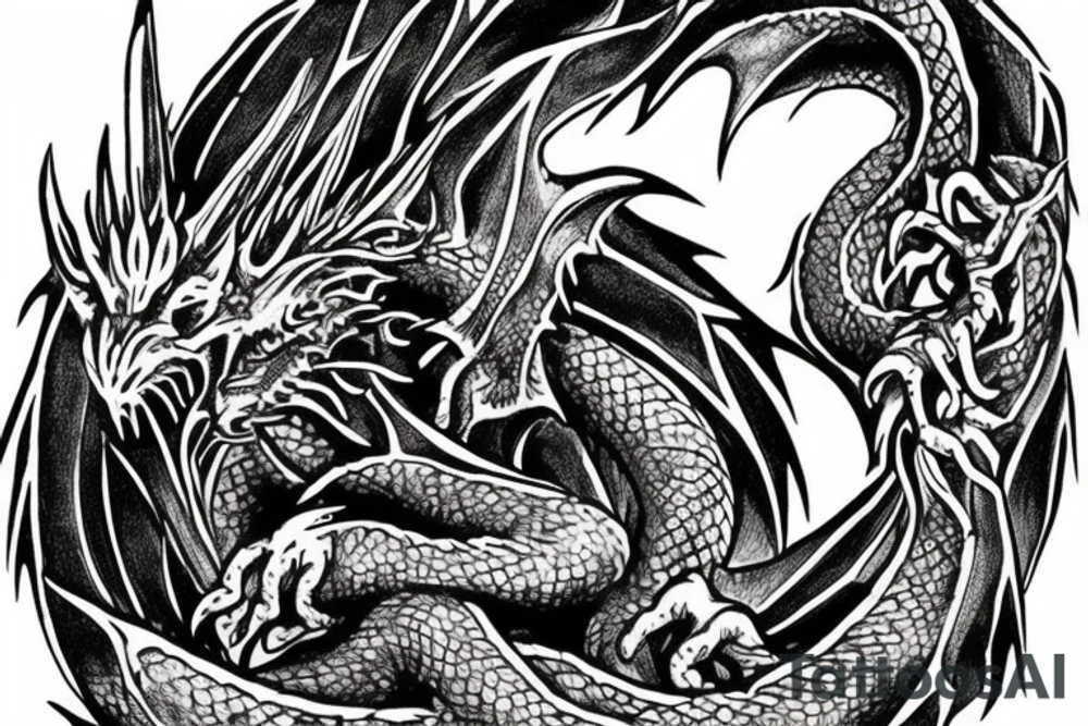 Lord of the rings style dragon for full arm tattoo idea