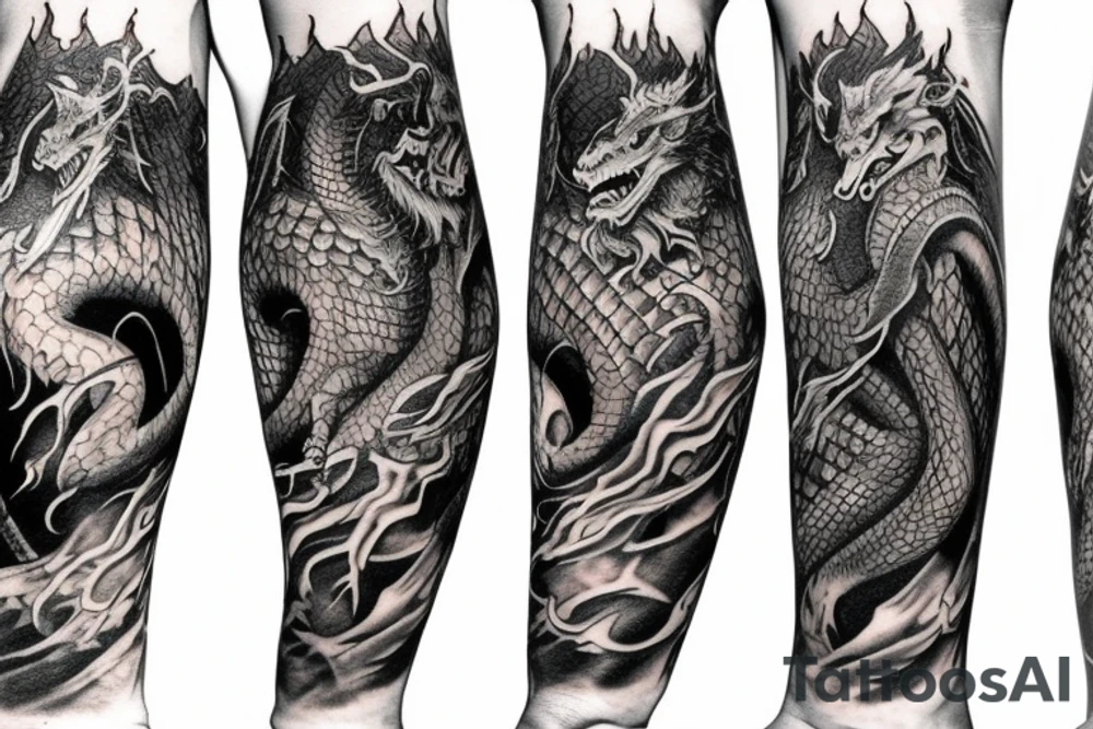Lord of the Rings Dragon sleeve tattoo idea