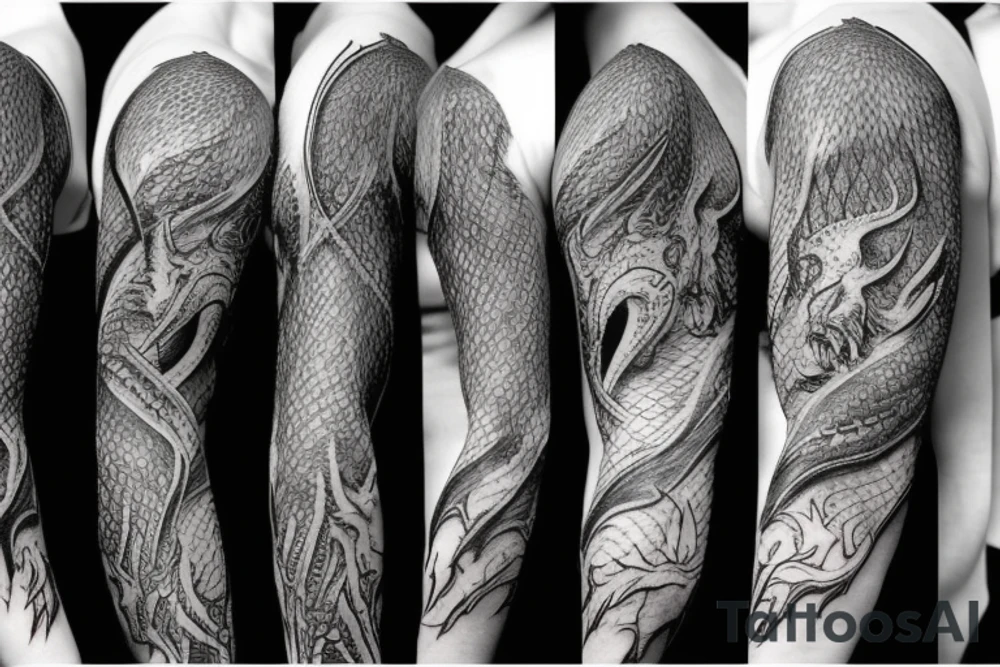 Lord of the Rings Dragon sleeve tattoo idea