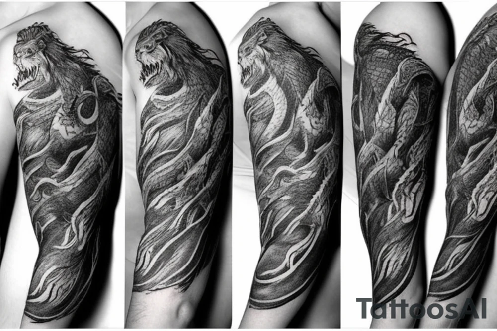 Lord of the Rings Dragon sleeve tattoo idea