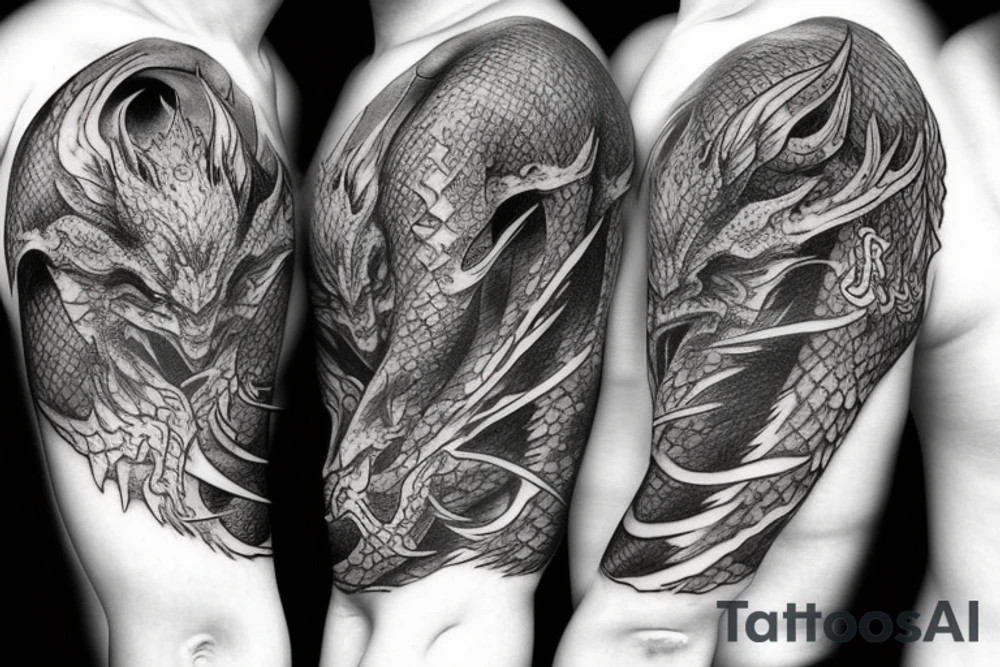 Lord of the Rings Dragon sleeve tattoo idea