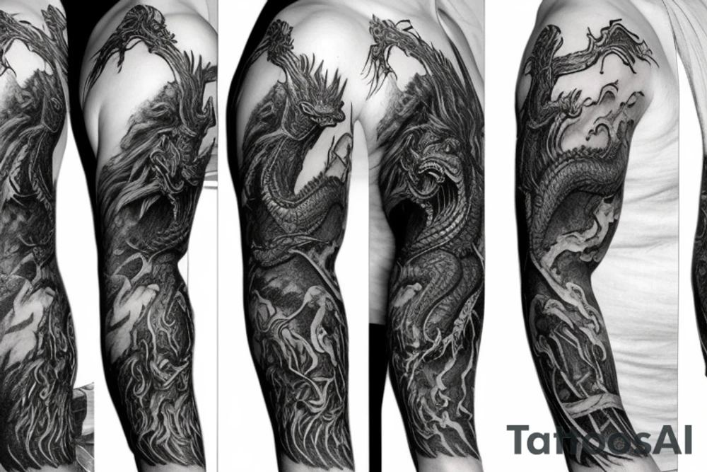 Lord of the Rings Dragon sleeve tattoo idea