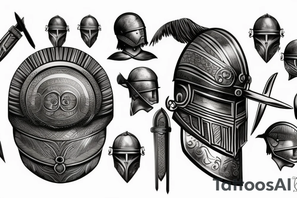 roman warrior helmet tattoo idea