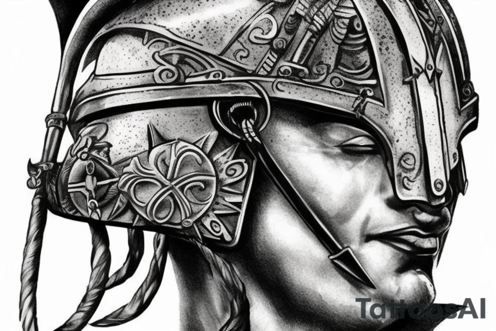 roman warrior helmet tattoo idea
