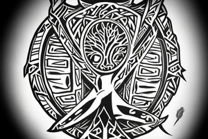 tree sowrd shield warrior tattoo idea