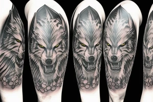 tree shield warrior wolf tattoo idea