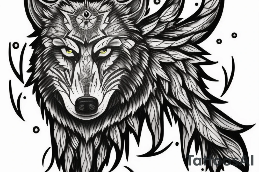 tree shield warrior wolf tattoo idea