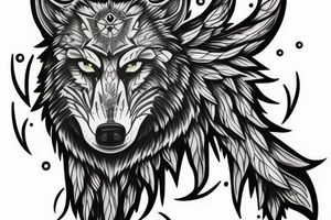 tree shield warrior wolf tattoo idea