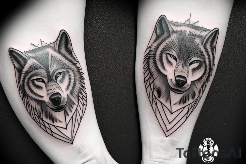 tree warrior wolf tattoo idea