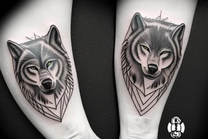 tree warrior wolf tattoo idea