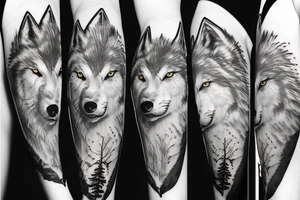 warrior wolf tree nature tattoo idea