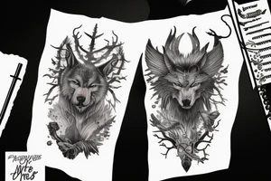 mythology warrior wolf tree nature tattoo idea