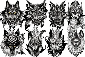 mythology warrior wolf tree nature tattoo idea