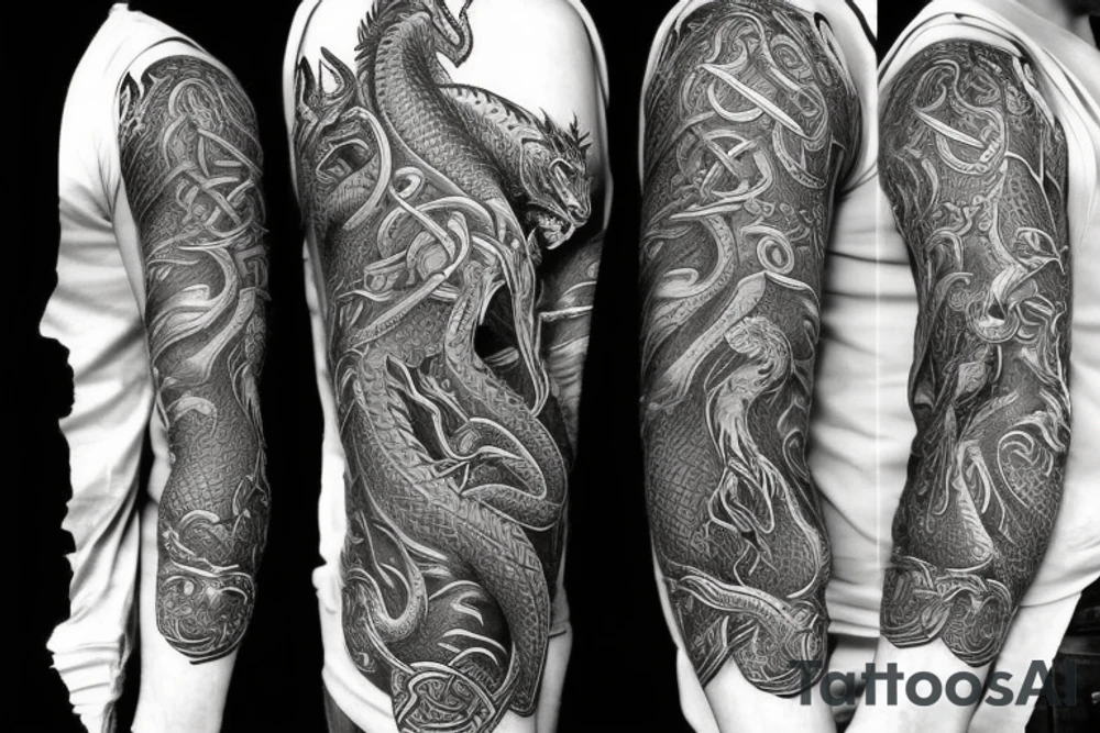 Celtic dragon wrapped around arm tattoo idea