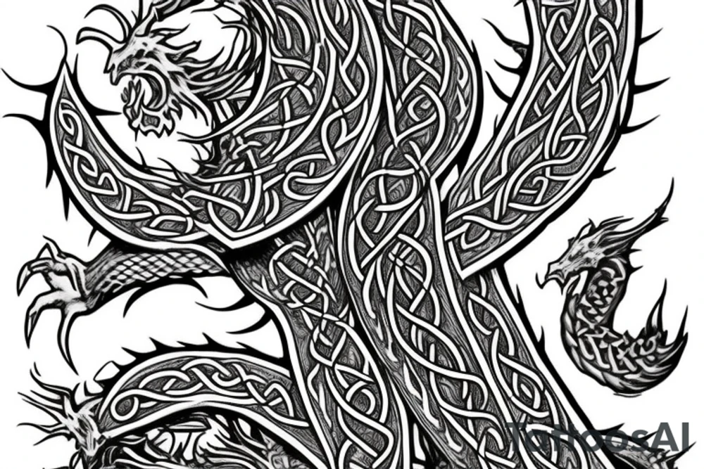 Celtic dragon wrapped around arm tattoo idea