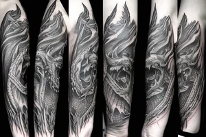 Lord of the rings dragon wrapped around arm tattoo idea