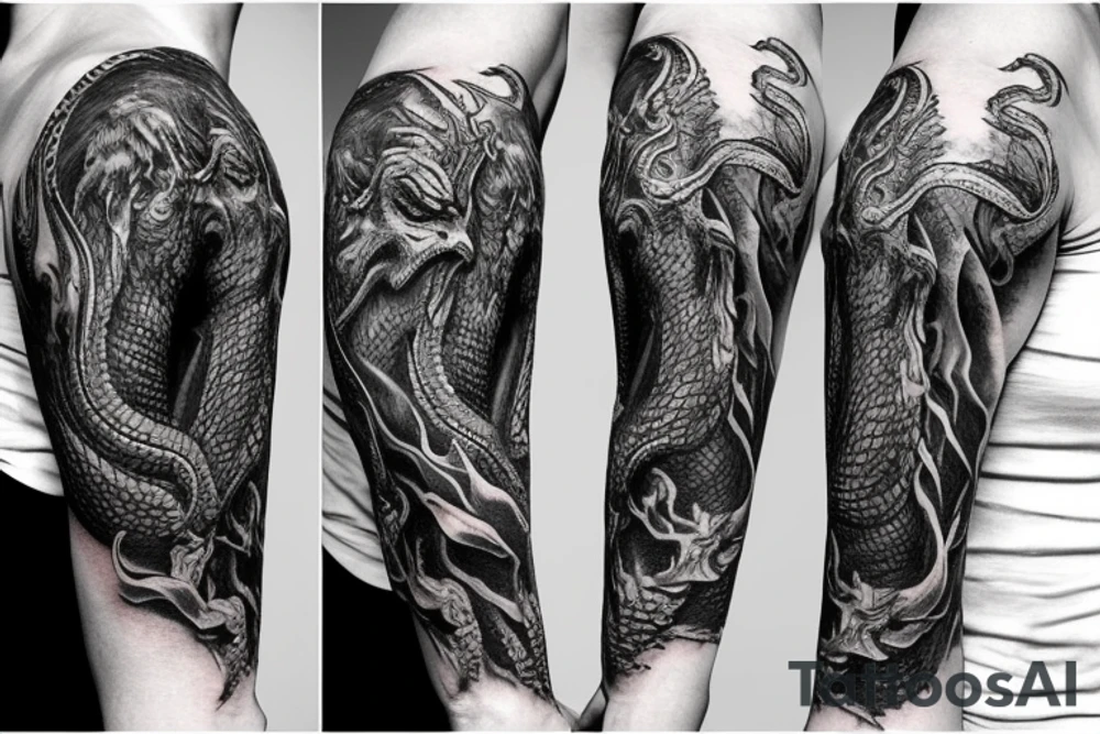 Lord of the rings dragon wrapped around arm tattoo idea