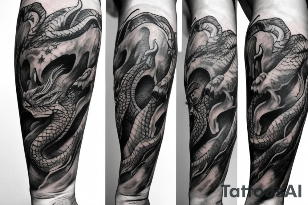 Lord of the rings dragon wrapped around arm tattoo idea