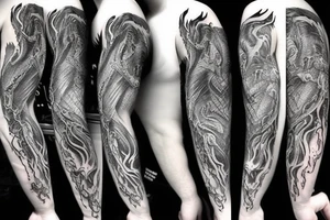 Lord of the rings dragon wrapped around arm tattoo idea
