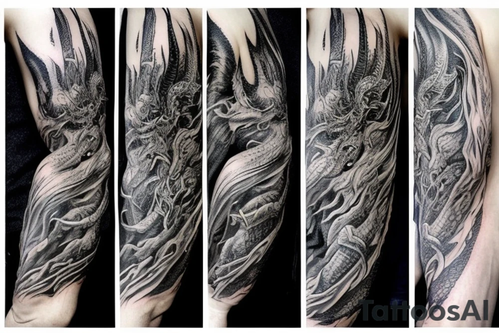 Lord of the rings dragon wrapped around arm tattoo idea