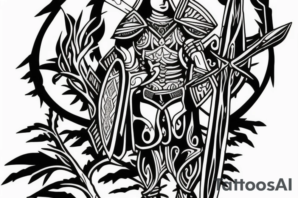 warrior holding a shield
a tree in the back tattoo idea warrior holding a shield
a tree in the back tattoo idea