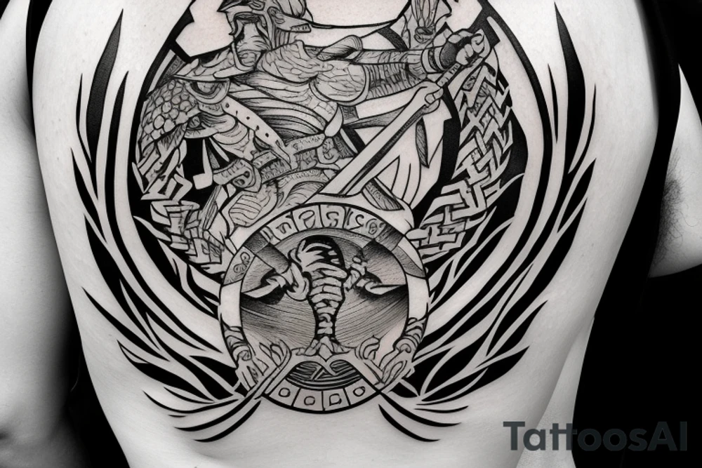 warrior holding a shield
a tree in the back tattoo idea warrior holding a shield
a tree in the back tattoo idea