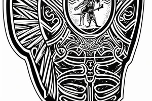 warrior holding a shield
a tree in the back tattoo idea