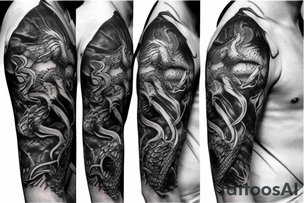 Lord of the rings dragon wrapped around arm tattoo idea