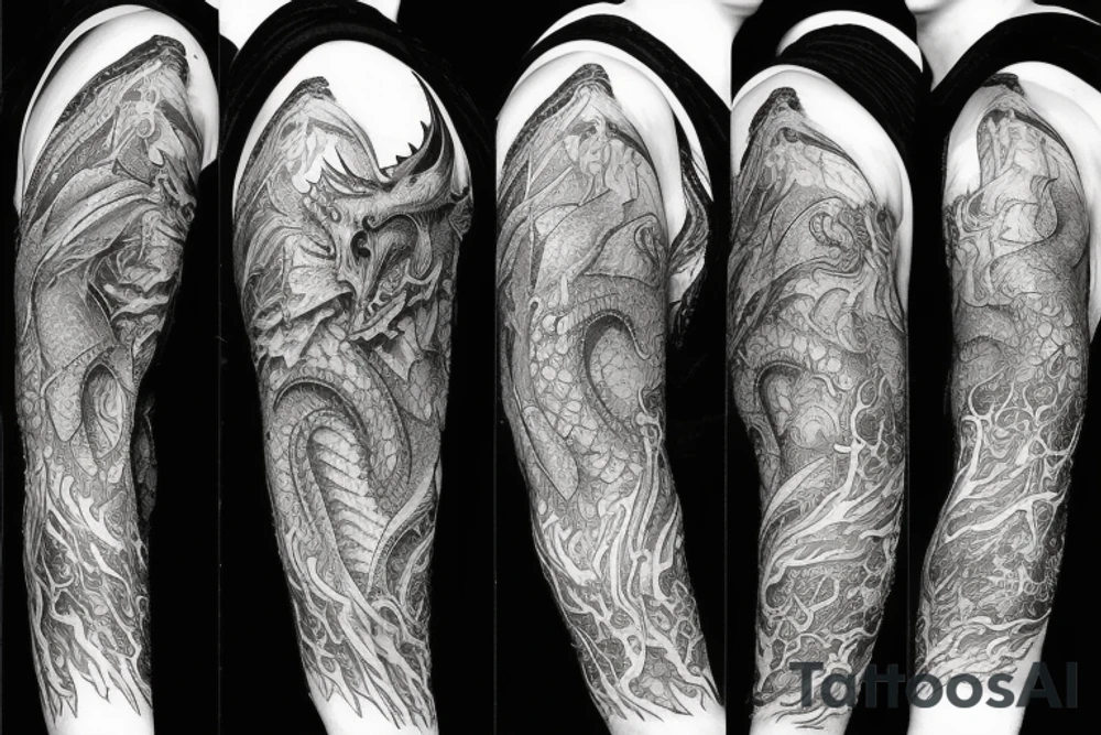 Lord of the rings dragon wrapped around arm tattoo idea