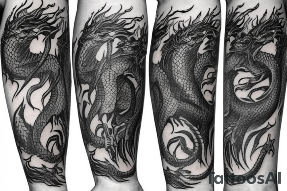 Lord of the rings dragon wrapped around arm tattoo idea