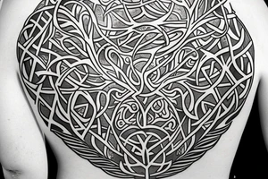 warrior holding a shield
tree of life in the back tattoo idea
