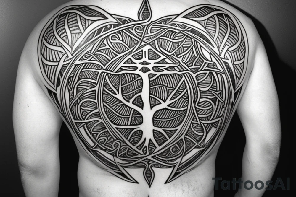 achiles holding a shield
tree of life in the back tattoo idea