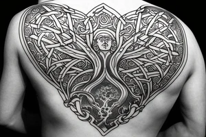 Achilles holding a shield
tree of life in the back tattoo idea