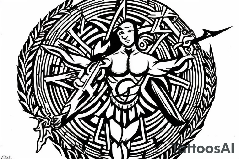 Achilles holding a shield
tree of life in the back tattoo idea