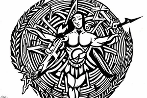 Achilles holding a shield
tree of life in the back tattoo idea